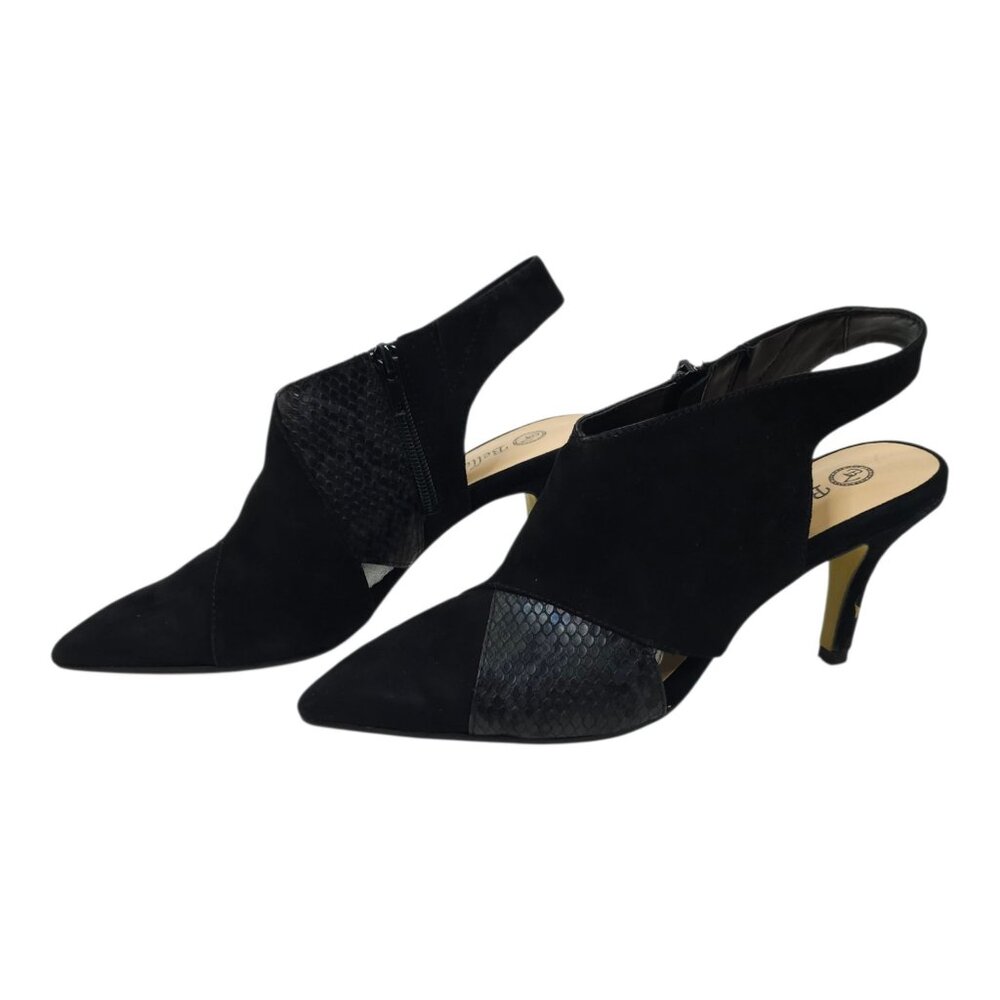 Bella Vita Val Slingback Snake Print Womens 7.5 M Kid Suede Leather Black NEW